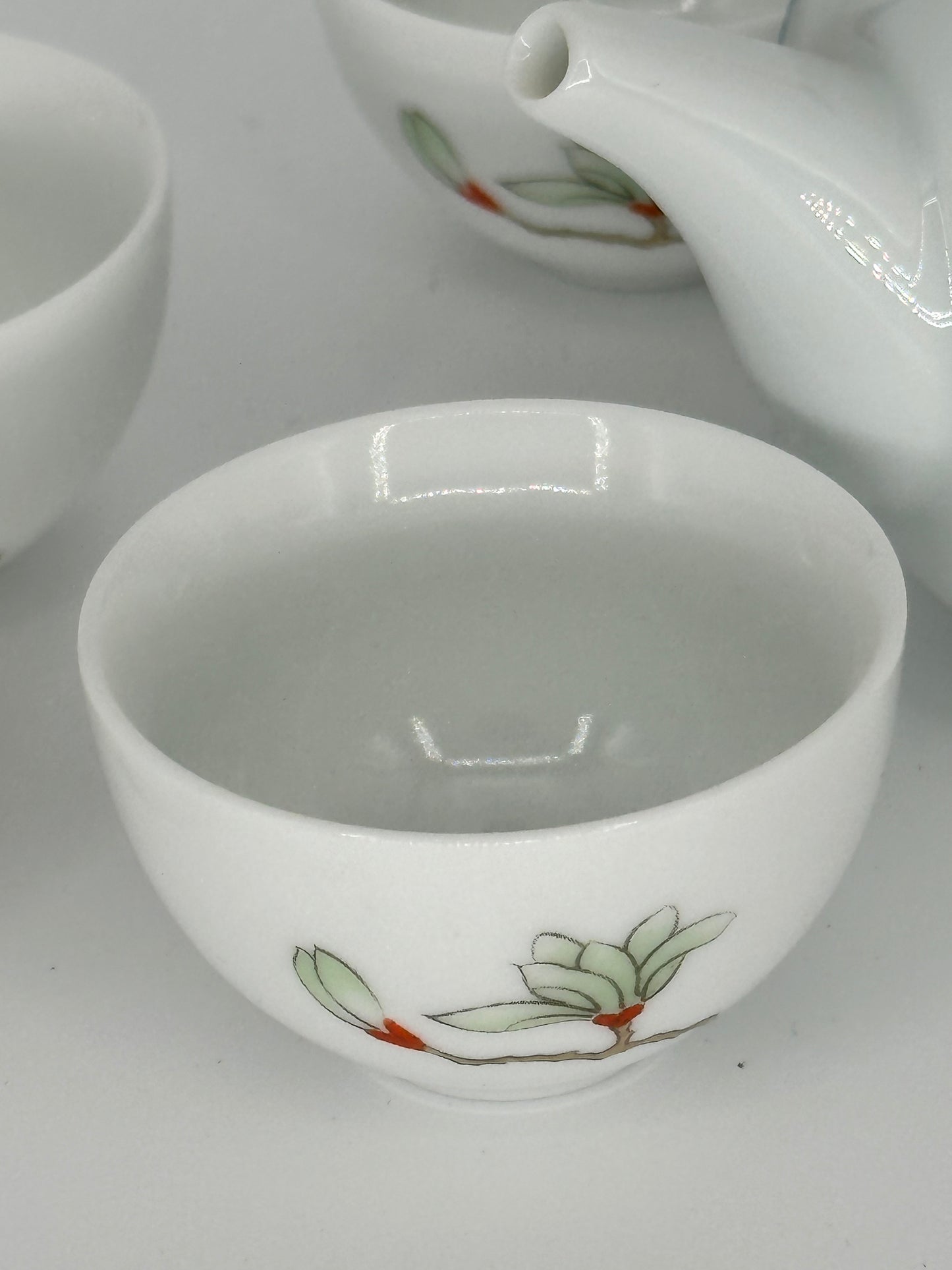 Orange & Blue Flowers Porcelain 10 pieces Tea Set