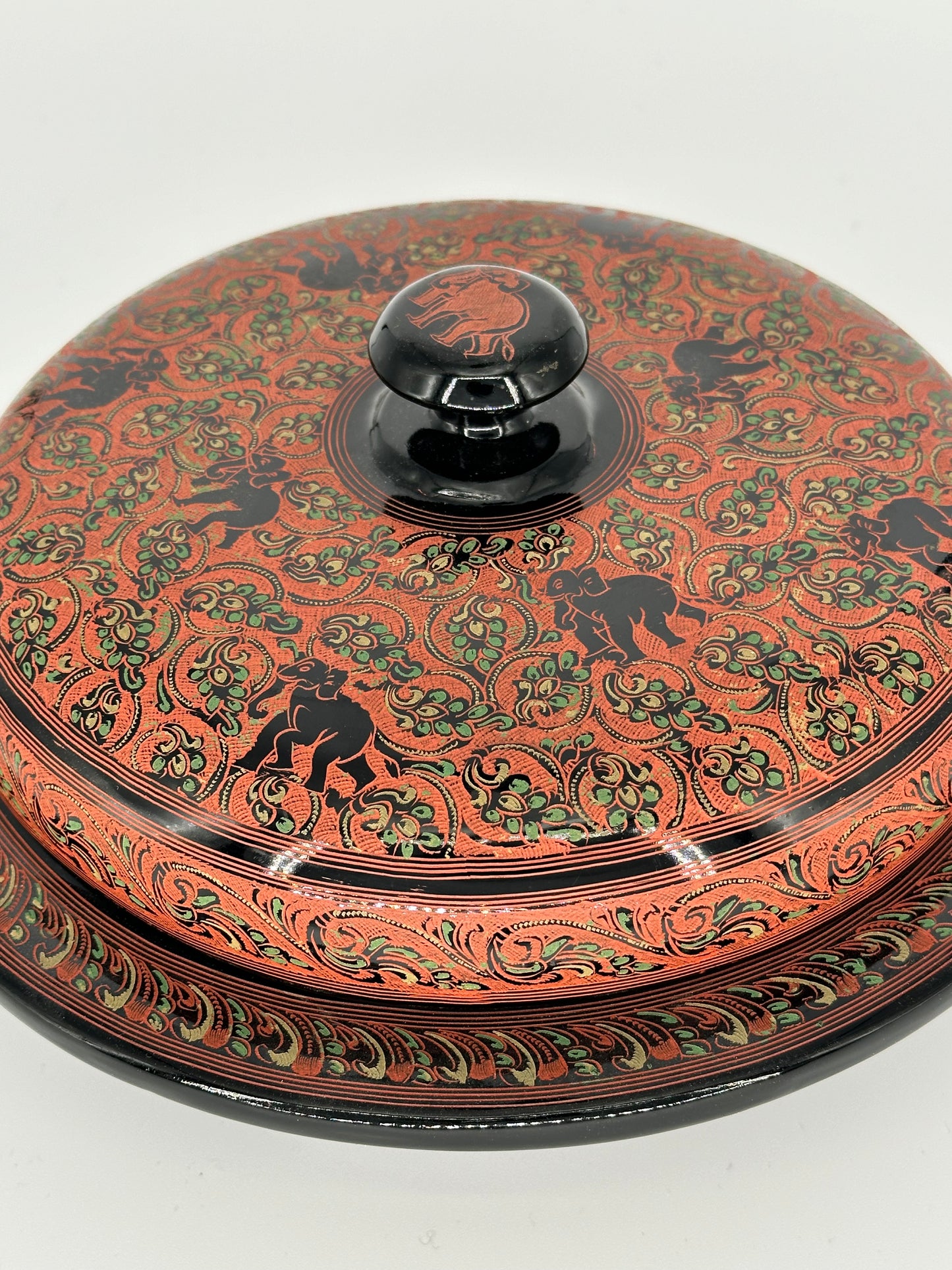 Hand Crafted Elephant Art Genuine Burmese Lacquerware
