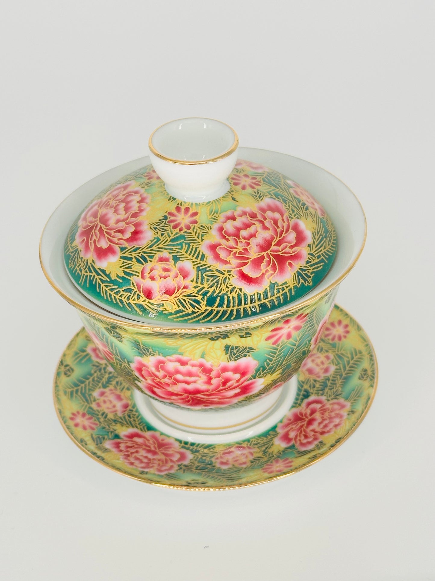 Floral Gaiwan Tea Cup with lid