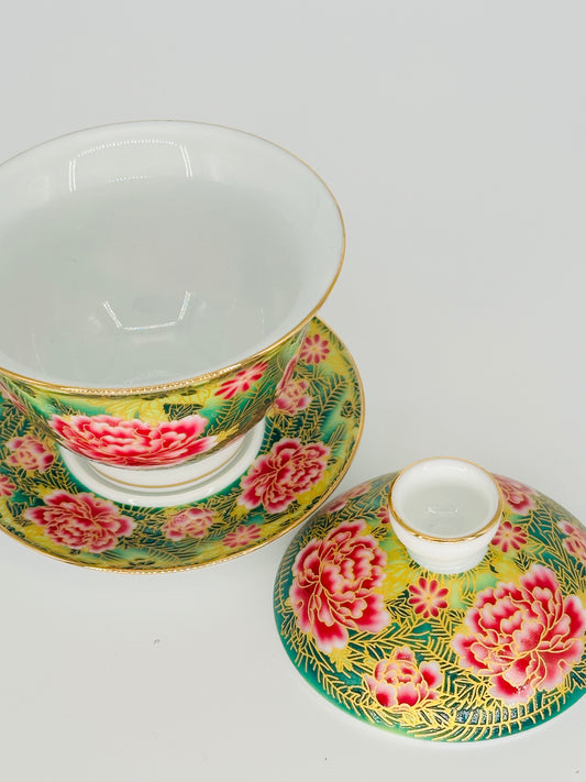 Floral Gaiwan Tea Cup with lid