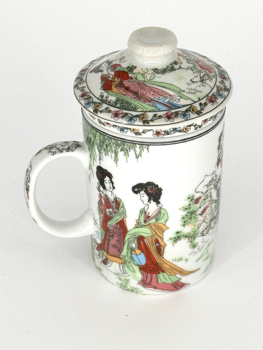 Ladies in a garden - Ceramic Art Tea Mug